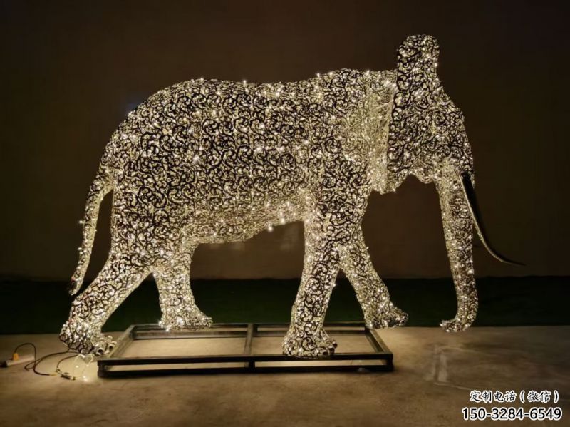 戶外大象雕塑通用，多彩藝術，鏤空大象雕塑供應