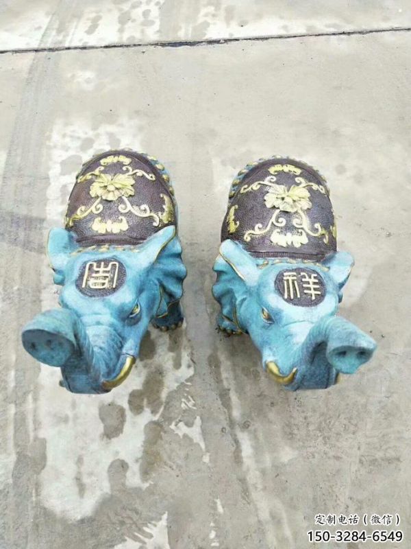 金屬大象景觀雕塑批發，街頭藝術，彩繪大象雕塑展品