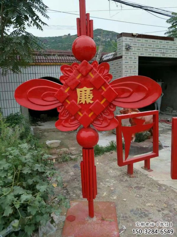 城市中國結雕塑廠家，烤漆工藝制作，民俗文化標識