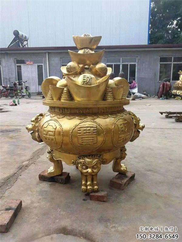 招財元寶圓鼎雕塑