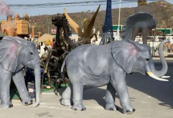 制造大象雕塑廠家，地標(biāo)擺件，仿真大象雕塑精選