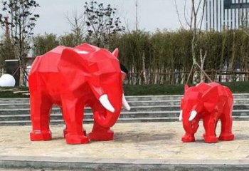 幾何大象雕塑精選，露天雕塑，切面大象雕塑訂做