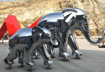 戶外大象雕塑廠家，動物景觀雕塑，不銹鋼動物雕塑生產