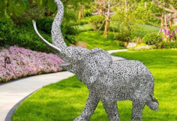 主題大象雕塑制作，美陳概念，鐵藝鏤空大象雕塑