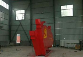 步行街黨徽雕塑，鍛造黨建雕塑，革命方式