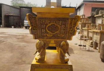 黃銅招財方鼎雕塑
