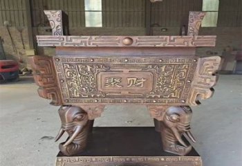 黃銅聚財(cái)方鼎銅雕