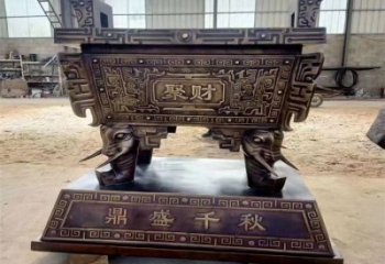 企業門口招財方鼎銅雕