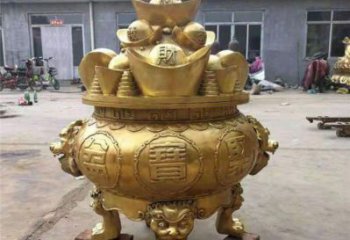 招財元寶圓鼎雕塑