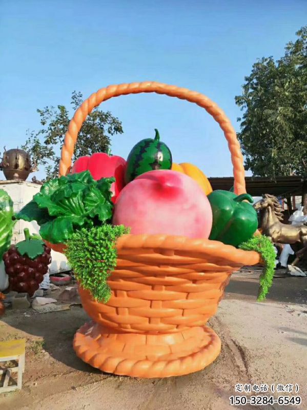 果籃雕塑供給，中式工藝，仿真果籃雕塑精品