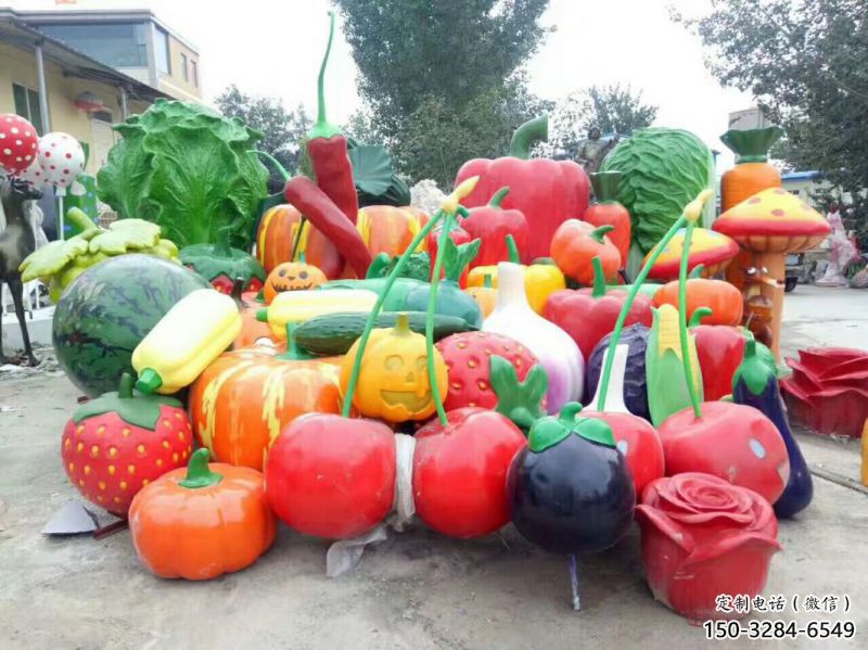 花園果籃雕塑批發，標識雕塑，辣椒果籃雕塑優選