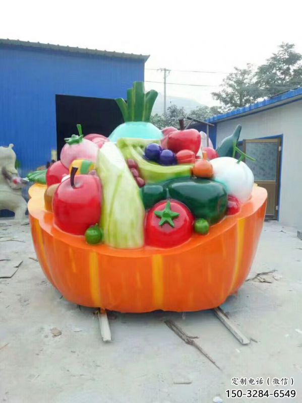 主題果籃雕塑制作，村標(biāo)概念，南瓜果籃雕塑專供
