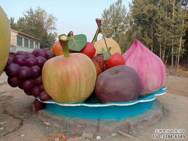 景觀果籃雕塑生產，水景雕塑，各類蘋果果籃雕塑定制
