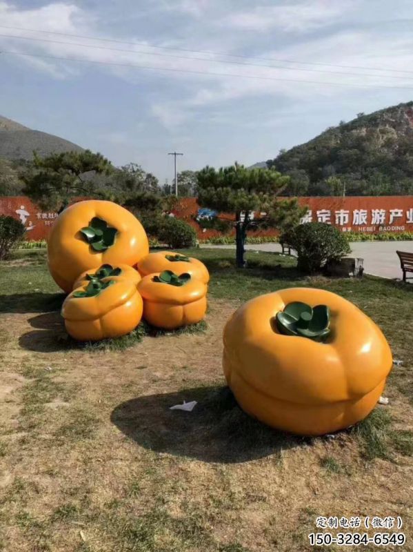 果籃雕塑供應，圓雕體系，景觀柿子果籃雕塑展品