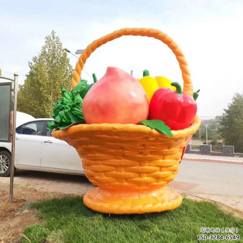 果籃雕塑制作優(yōu)選，戶外雕塑，軟裝水果果籃雕塑優(yōu)選
