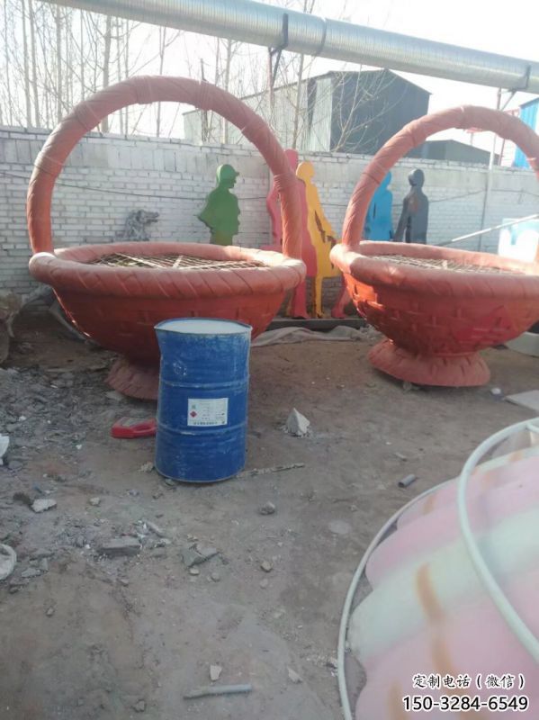 景觀小品果籃雕塑供應(yīng)，廣場雕塑，水果果籃雕塑素材