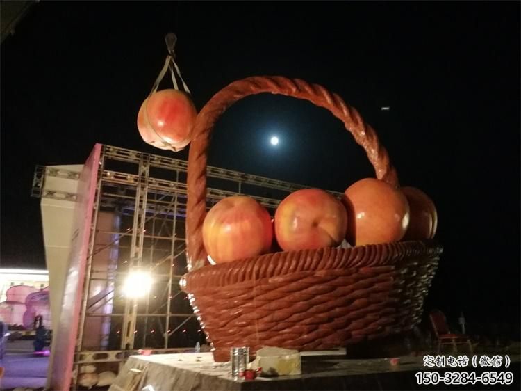 果籃系列優選，陸地擺件，廣場桃子果籃雕塑供給