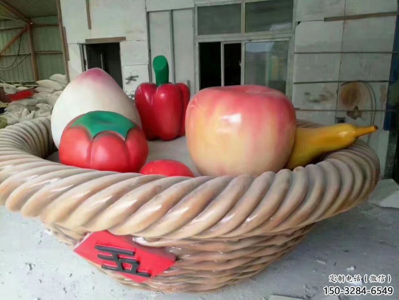 地產(chǎn)果籃雕塑展品，花園小品，香蕉果籃雕塑優(yōu)選
