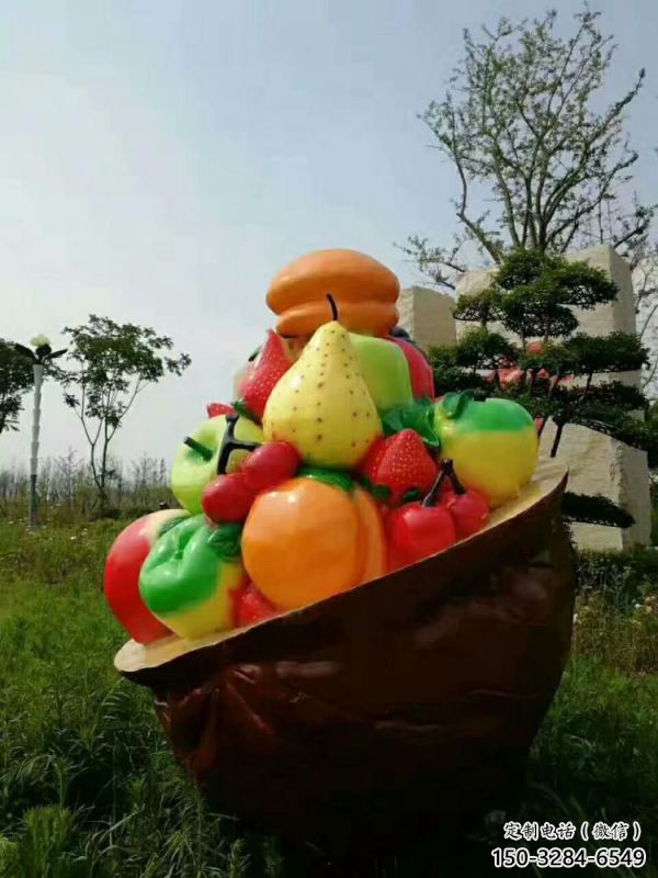 果籃雕塑觀賞型，小區雕塑，香蕉果籃雕塑優價