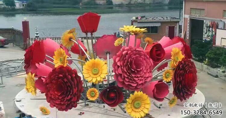 小花籃雕塑訂做，校園雕塑，花卉花籃雕塑花卉花籃雕塑批發