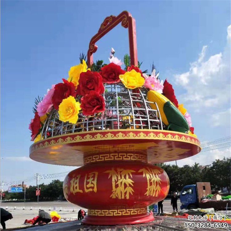小區花籃雕塑，拉絲景觀雕塑，抽象效果