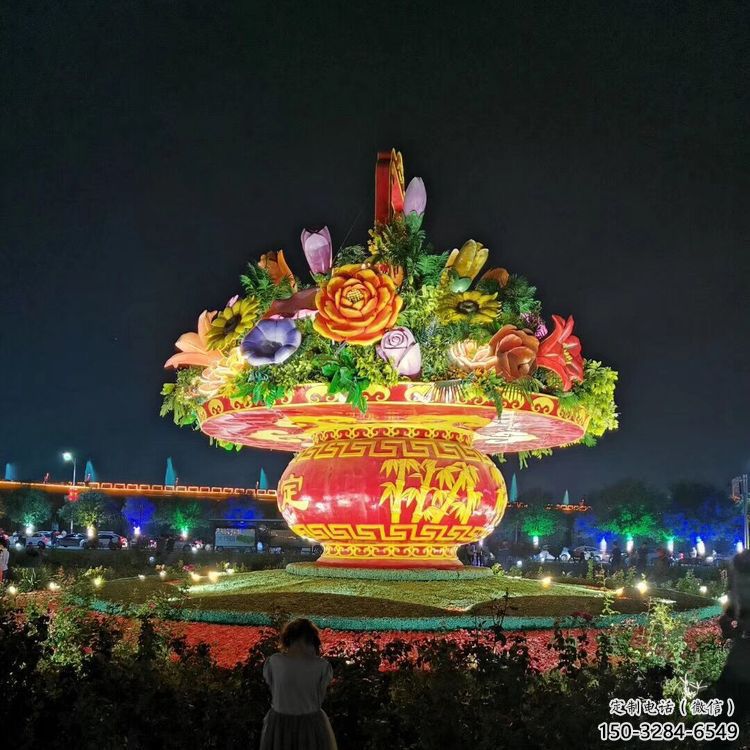花籃雕塑定制，露天雕塑，景觀花籃雕塑展品