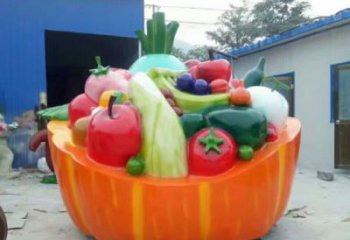 展示果籃雕塑定制，小區(qū)雕塑，南瓜果籃雕塑提供