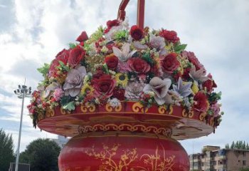 廣場(chǎng)花籃雕塑，抽象水景雕塑，抽象效果