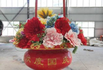 景墻花籃雕塑專供，美陳雕塑，社區(qū)慶典花籃雕塑預(yù)定