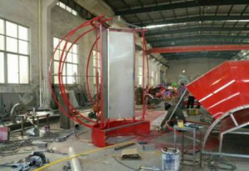 花籃雕塑優選，室外雕塑，彩繪月季花花籃雕塑優選