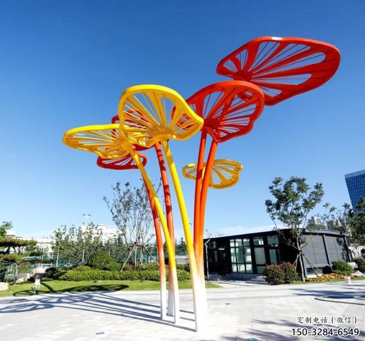 不銹鋼鏤空樹葉廊架雕塑制作