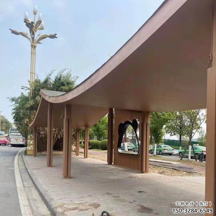 不銹鋼長廊廊架雕塑，公園休閑地