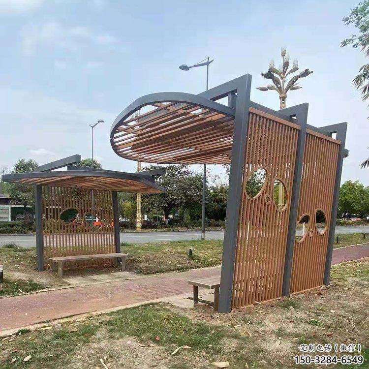 鏤空設計廊架，不銹鋼管結構組合雕塑