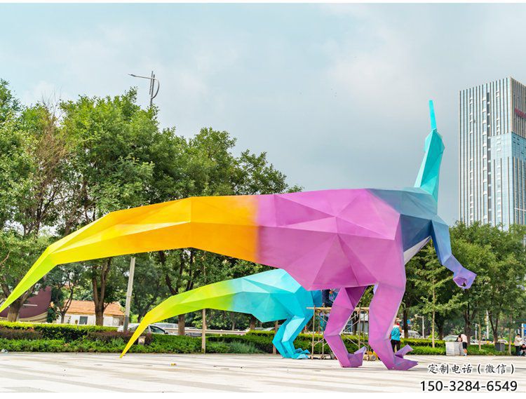 恐龍雕塑制造，白鋼構件，切面烤漆恐龍雕塑提供