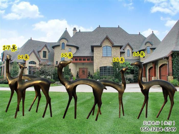 中式小鹿雕塑批發，廣場系列，商場仿銅小鹿雕塑供需