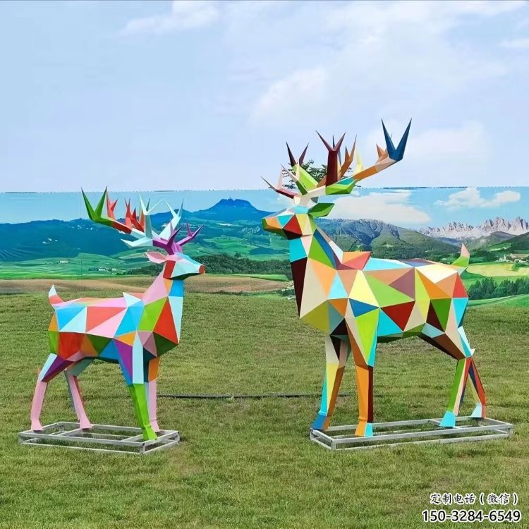 藝術小鹿雕塑觀賞型，街景小品，烤漆小鹿雕塑常用