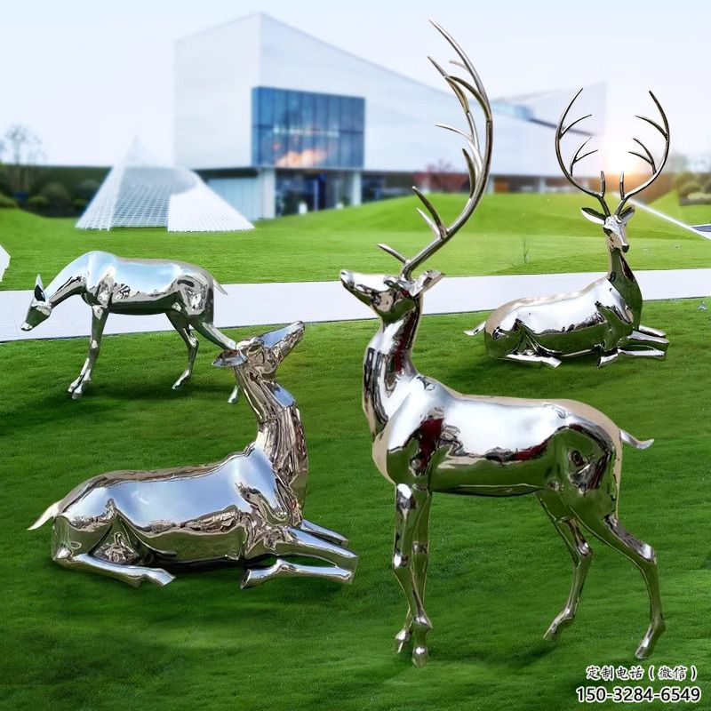 雕塑小鹿景觀制造，街景小品，鏡面小鹿雕塑優(yōu)價