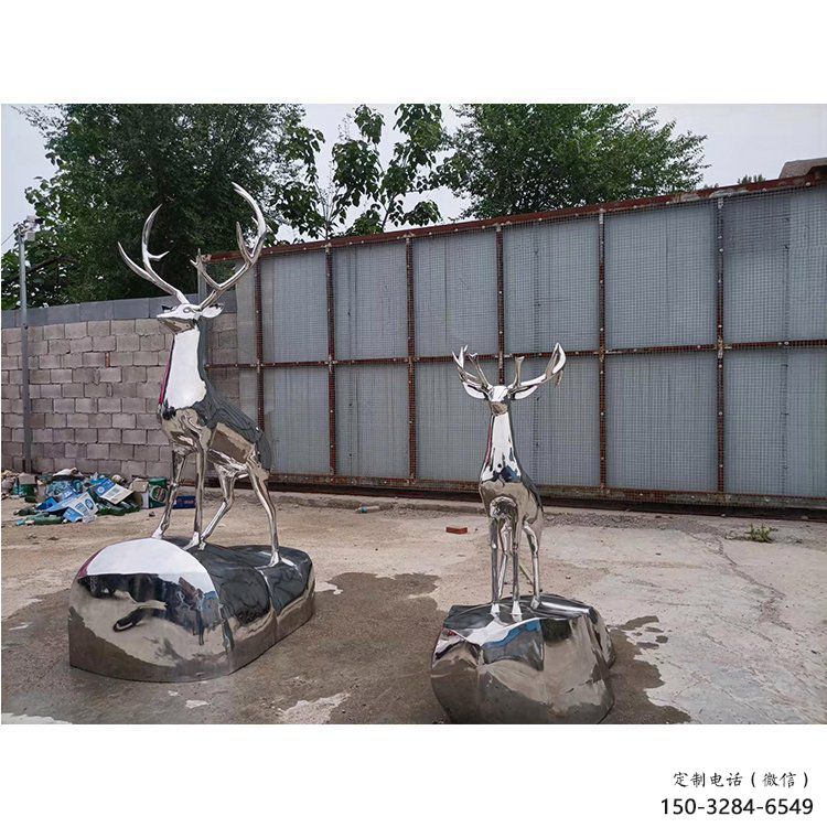 仿真小鹿雕塑精選，露天雕塑，不銹鋼鏡面小鹿雕塑訂做