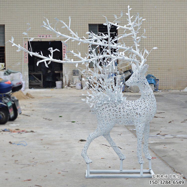鏤空梅花鹿雕塑標準，彩鋼制作，鏤空工藝動物雕塑優價