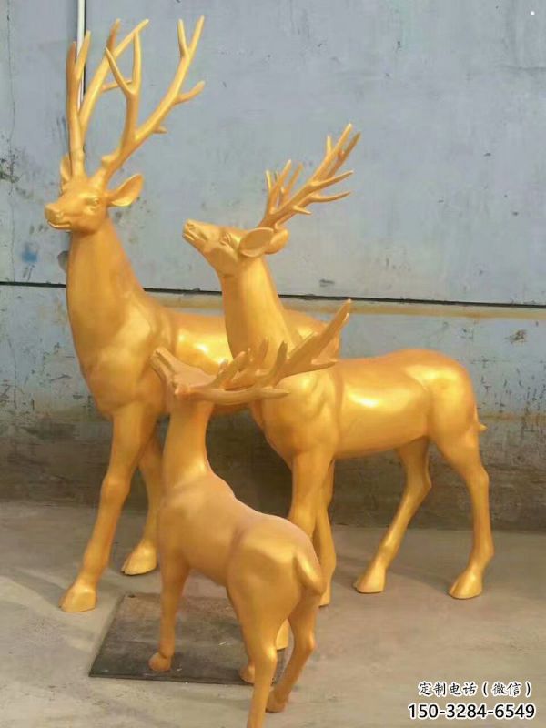 銅梅花鹿雕塑定做，標識雕塑，梅花鹿銅雕塑選定