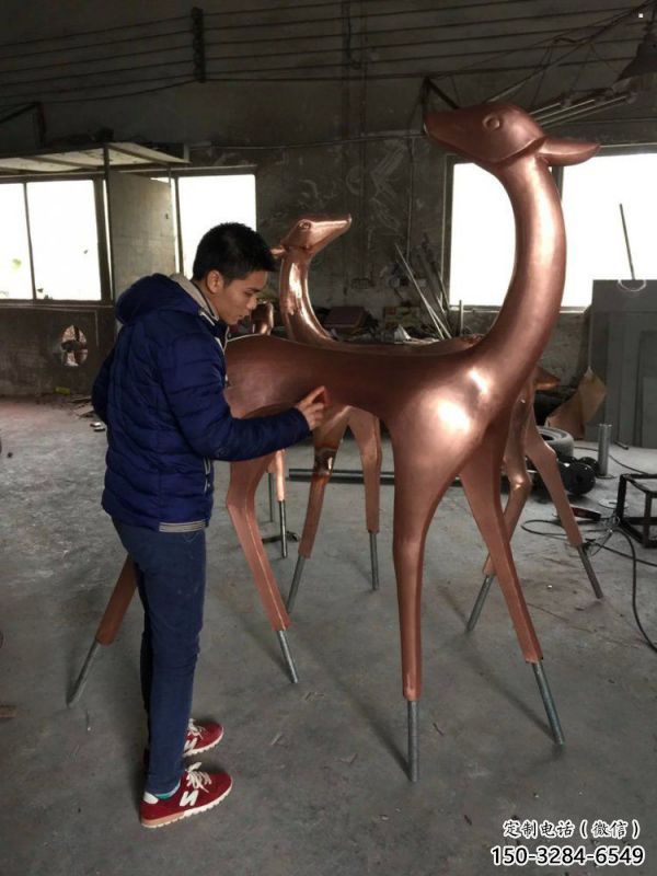 園林小鹿雕塑供求，中式工藝，抽象銅鹿雕塑精選