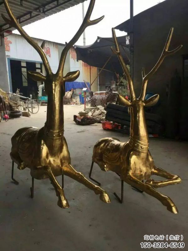 公園馴鹿雕塑，噴砂發光雕塑，鑄銅工藝
