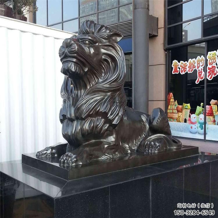 大門口獅子雕塑，仿銅玻璃鋼獅子雕塑加工制作