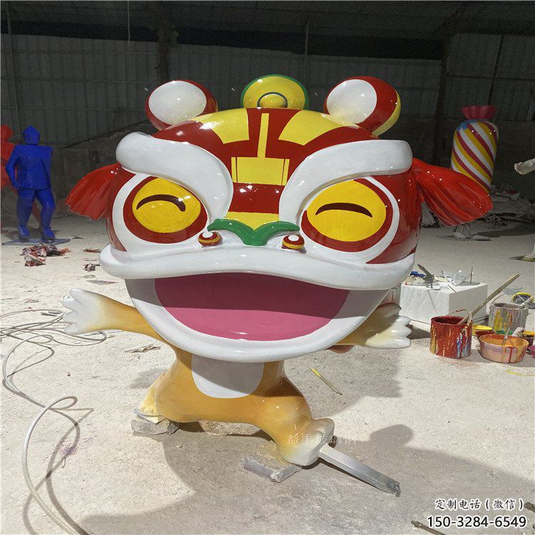 兒童樂園獅子雕塑，動漫景觀雕塑，卡通玻璃鋼景觀雕塑