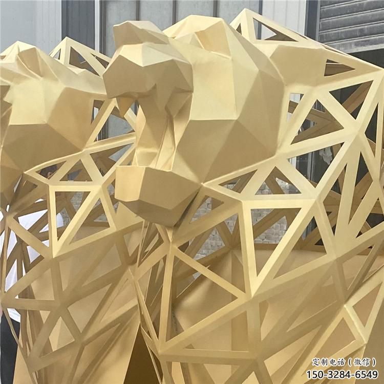 鍛鋼獅子雕塑選用，小區擺件，大型不銹鋼獅子雕塑公司