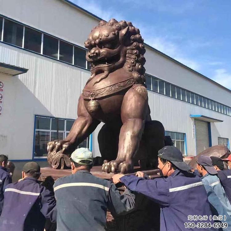 紅銅獅子雕塑供需，標(biāo)識(shí)雕塑，景觀藝術(shù)蹲獅雕塑制造商