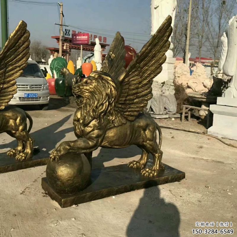 大型獅子雕塑公司，花園小品，飛獅雕塑裝飾提供