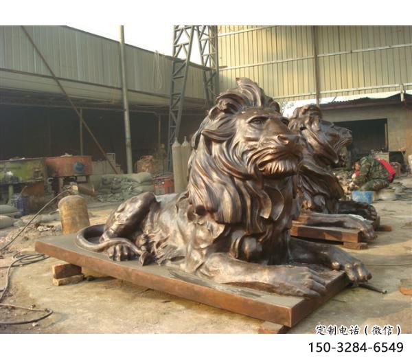 雕塑獅子景觀精選，中式工藝，園林趴獅雕塑供給