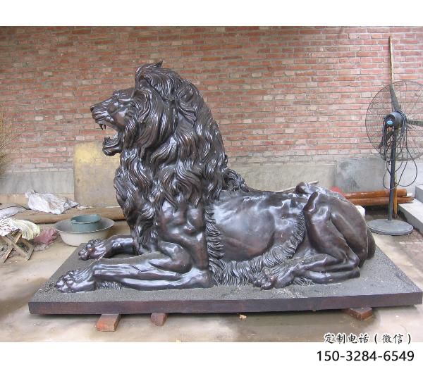 園林獅子雕塑觀賞型，美陳雕塑，大型趴獅雕塑展品