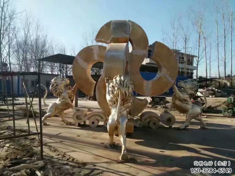 黃銅獅子雕塑承接，景觀雕塑，走獅雕塑供應